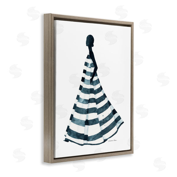 Stupell Industries Simone Elum | Girl In Blue Striped Dress