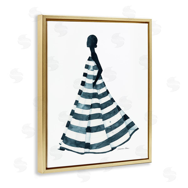 Stupell Industries Simone Elum | Girl In Blue Striped Dress