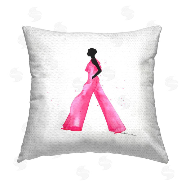 Stupell Industries Simone Elum | Girl In Glam Jumpsuit Printed Throw Pillow