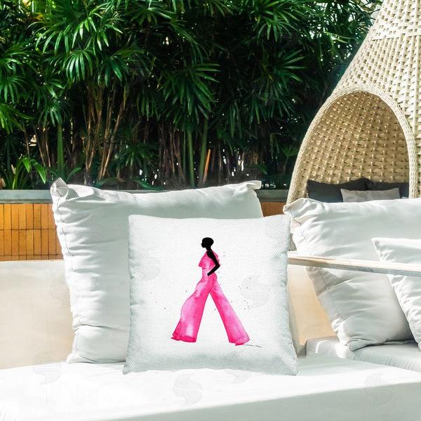 Stupell Industries Simone Elum | Girl In Glam Jumpsuit Printed Throw Pillow