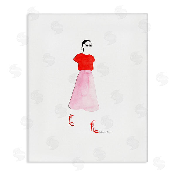 stupell industries Simone Elum | Girl in Pink & Red Wall Art