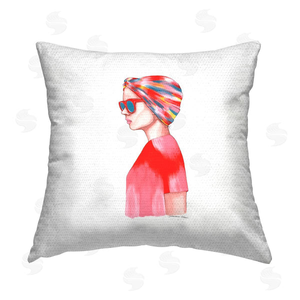 Stupell Industries Simone Elum | Girl In Red Sunglasses Printed Throw Pillow