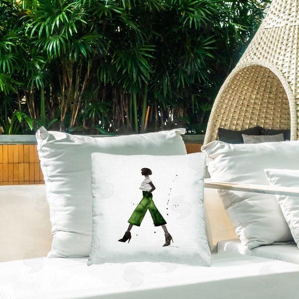 Stupell Industries Simone Elum | Green Modern Fashionista Printed Throw Pillow