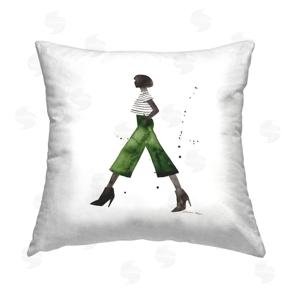 stupell industries Simone Elum | Green Modern Fashionista Printed Throw Pillow