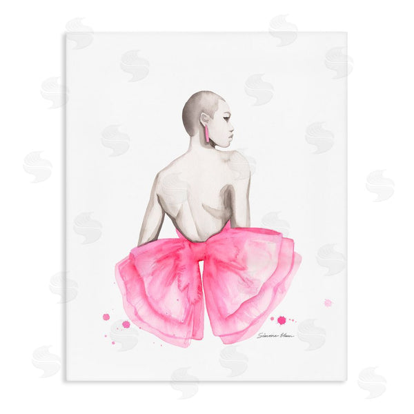 stupell industries Simone Elum | Pink Bow Portrait From Behind Wall Art