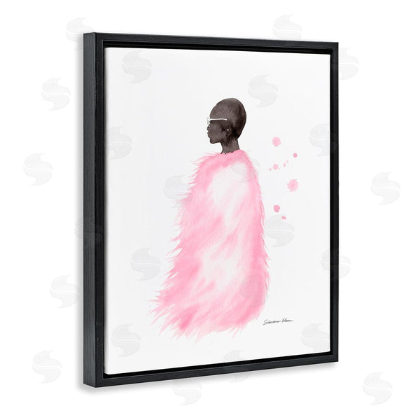 Stupell Industries Simone Elum | Pink Fur Coat Portrait Wall Art