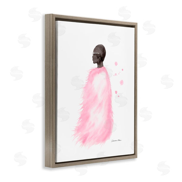 Stupell Industries Simone Elum | Pink Fur Coat Portrait Wall Art