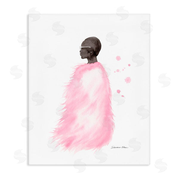 stupell industries Simone Elum | Pink Fur Coat Portrait Wall Art