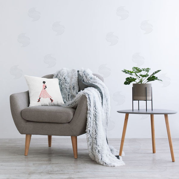 Stupell Industries Simone Elum | Trendy Fashion Girl Printed Throw Pillow