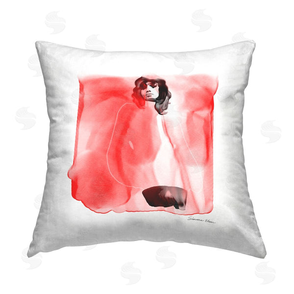 stupell industries Simone Elum | Trendy Glam Red Portrait Printed Throw Pillow