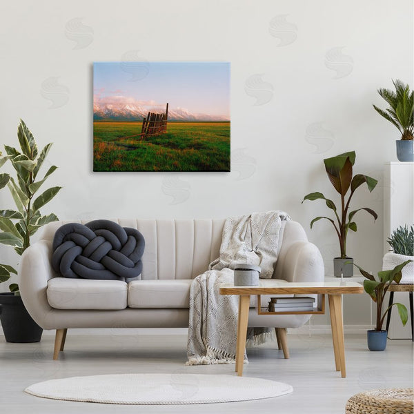 Stupell Industries Sol Rapson | Ranch Fence Grasslands Mountain Range Clear Sky Sunrise Wall Art