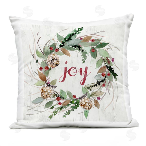 Stupell Industries Stella Chang | Joy Seasonal Wreath Printed Throw Pillow