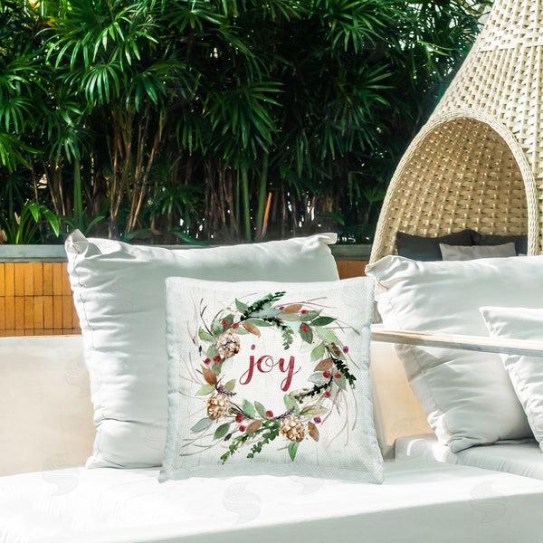 Stupell Industries Stella Chang | Joy Seasonal Wreath Printed Throw Pillow
