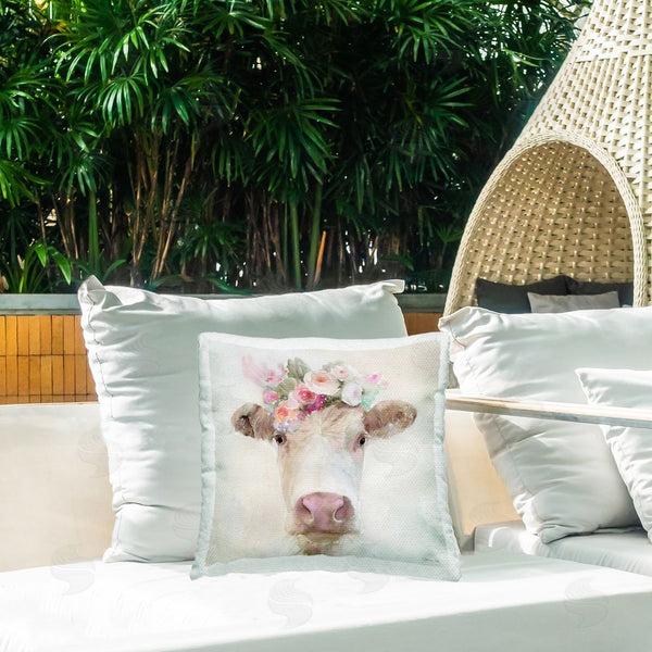 Stupell Industries Stellar Design Studio | Betsy Cow With Flowers Throw Pillow