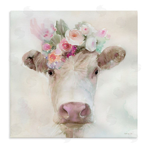 stupell industries Stellar Design Studio | Betsy Cow with Flowers Wall Art