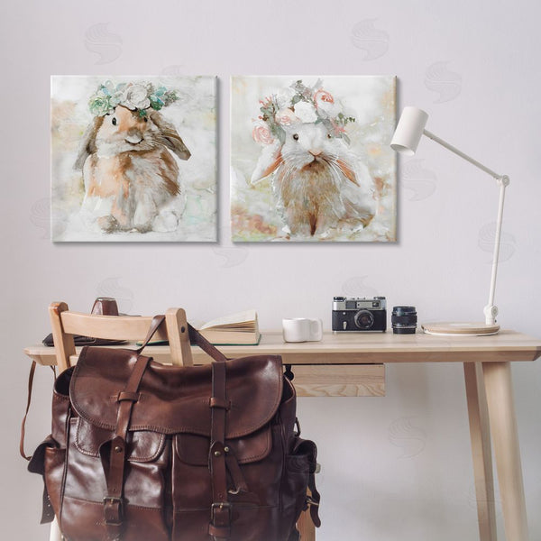Stupell Industries Stellar Design Studio | Soft Spring Floral Bunnies Wall Art