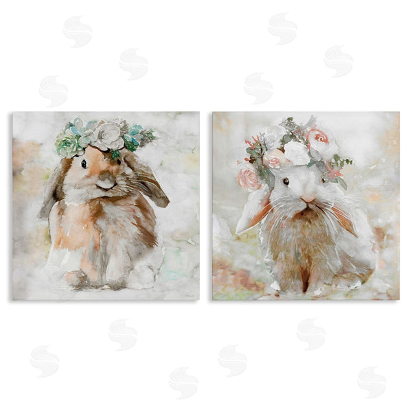 stupell industries Stellar Design Studio | Soft Spring Floral Bunnies Wall Art
