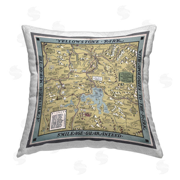 Stupell Industries Stellar Design Studio | Vintage Yellowstone Map Printed Throw Pillow