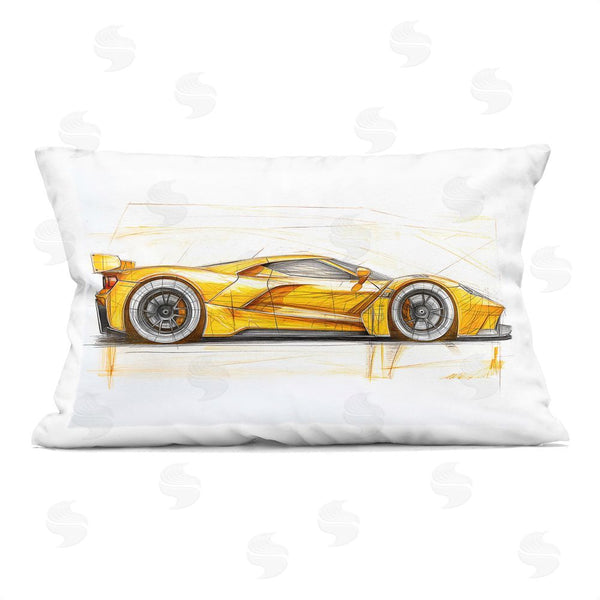 stupell industries Steve Hunziker | Yellow Sports Car Whimsicality Throw Pillow