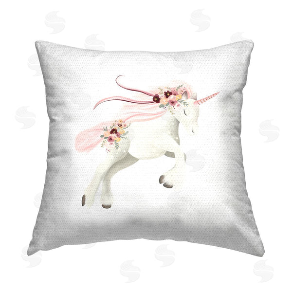 Stupell Industries Studio Q | Unicorn & Pink Florals Printed Throw Pillow