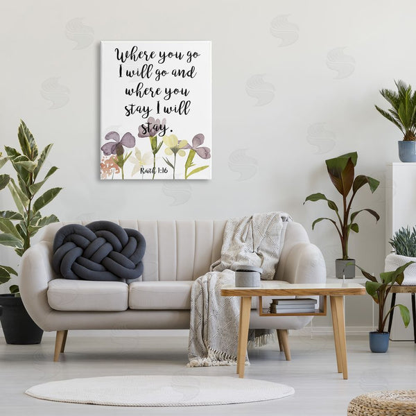 Stupell Industries Studio W | Where You Go I Will Phrase Purple Spring Flowers Wall Art