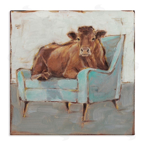 stupell industries Ethan Harper | Bull on Blue Couch