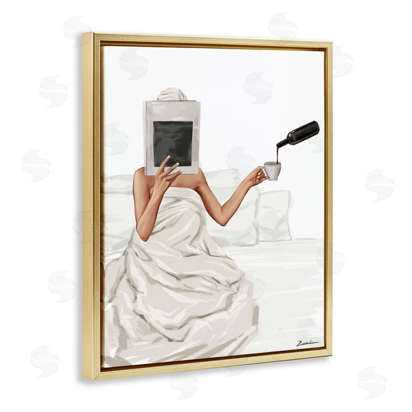 Stupell Industries Ziwei Li | Cozy In Bed With Drink