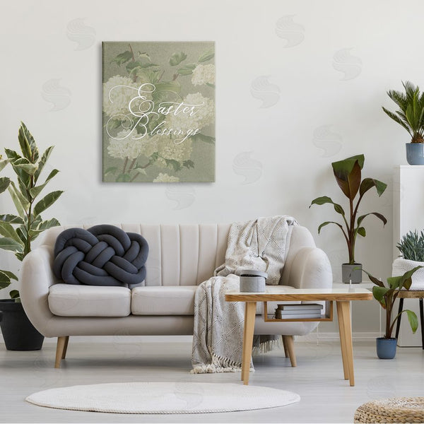 Stupell Industries Stupell Studio | Easter Blessings Sentiment Vintage White Hydrangea Florals Green Wall Art