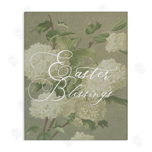 stupell industries Stupell Studio | Easter Blessings Sentiment Vintage White Hydrangea Florals Green Wall Art
