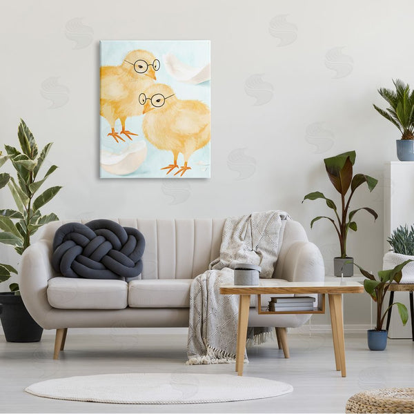 Stupell Industries Stupell Studio | Easter Chicks Hatched Eggs Yellow Birds Round Glasses Wall Art