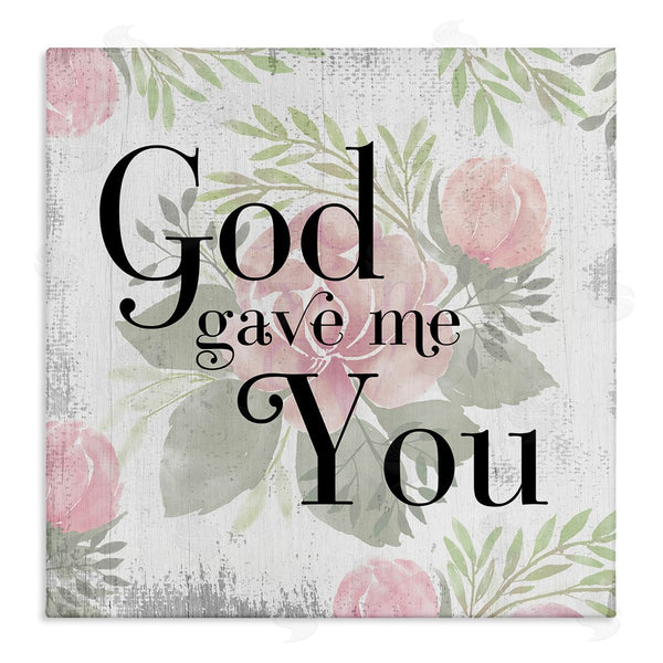 stupell industries Stupell Studio | God Gave Me You Phrase Pink Rose Florals Wall Art