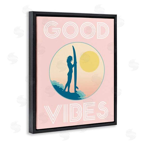 Stupell Industries Stupell Studio | Good Vibes Surfer Chick Sunrise
