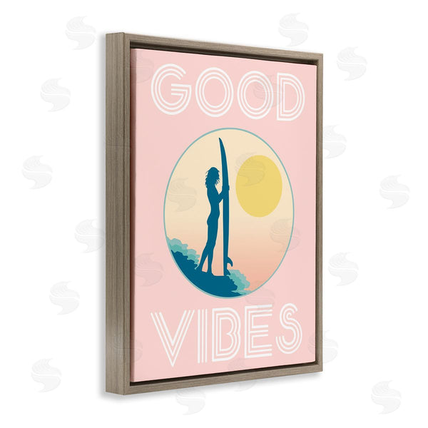 Stupell Industries Stupell Studio | Good Vibes Surfer Chick Sunrise