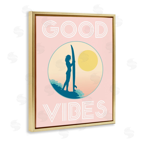 Stupell Industries Stupell Studio | Good Vibes Surfer Chick Sunrise