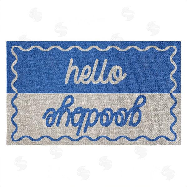 stupell industries Stupell Studio | Hello Goodbye Blue & White Faux Sisal Door Mat