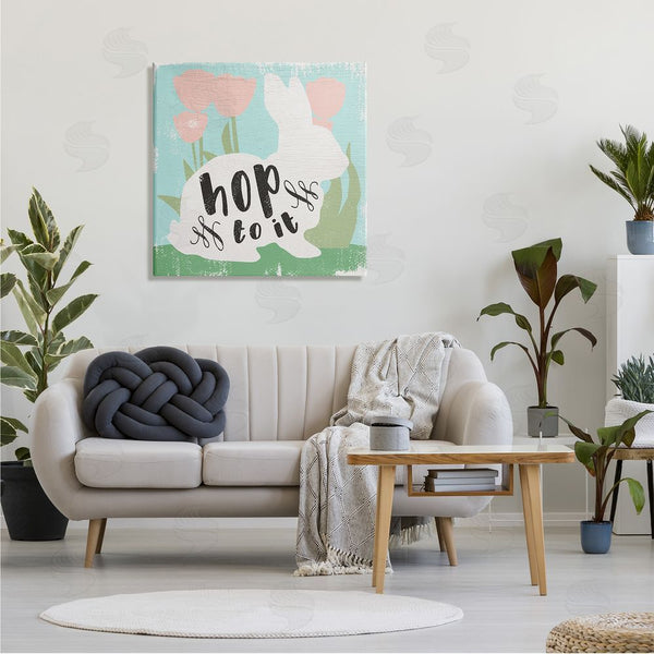 Stupell Industries Stupell Studio | Hop To It Easter Bunny Phrase Spring Tulips Wall Art