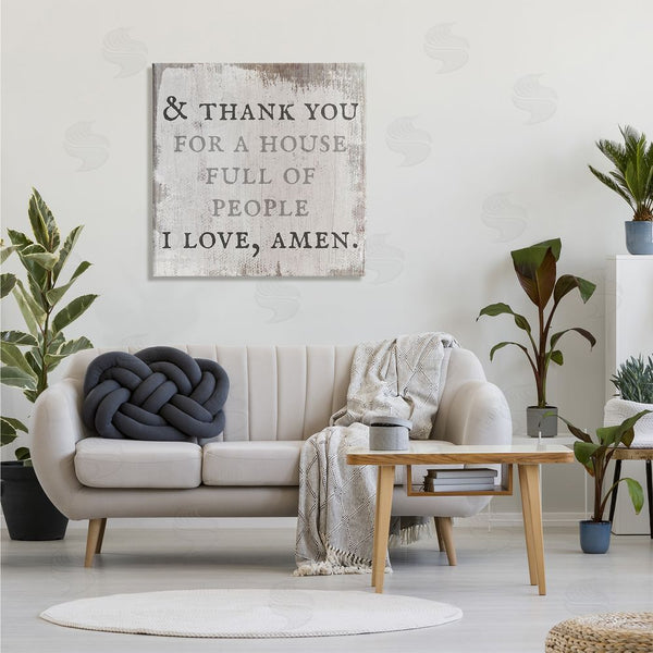 Stupell Industries Stupell Studio | House Full Of People Amen Phrase Rustic Family Wall Art