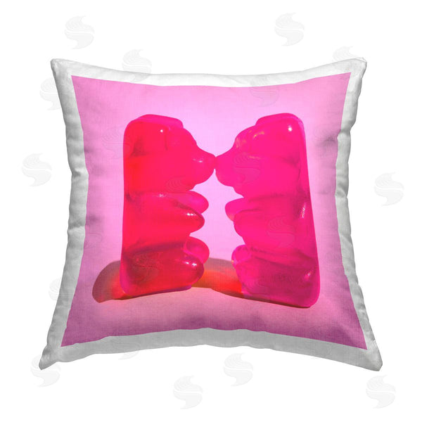 stupell industries Stupell Studio | Pink Kissing Gummy Candy Printed Throw Pillow