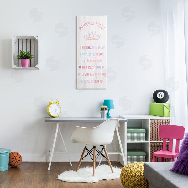 Stupell Industries Stupell Studio | Princess Rules Listed Kids Pretend Pink Crown Wall Art