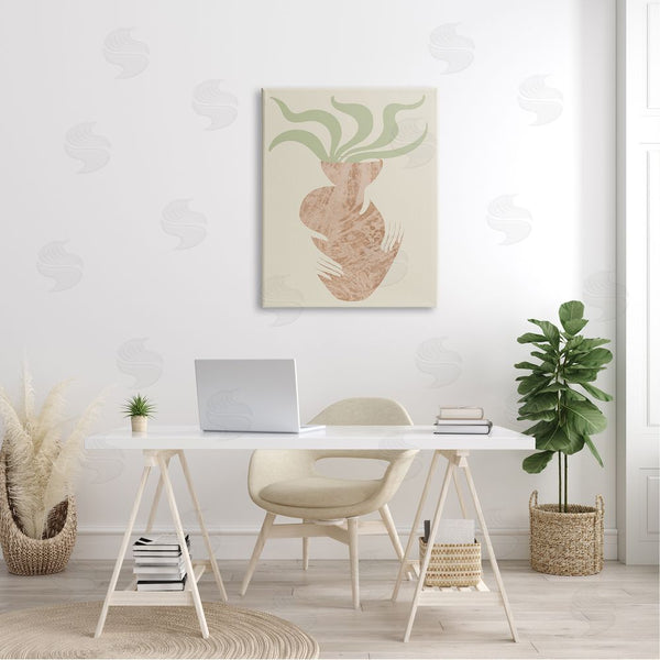 Stupell Industries Stupell Studio | Rustic Hands Holding Flower Plant Pot Botanical Leaves Wall Art