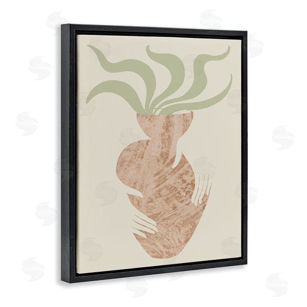 Stupell Industries Stupell Studio | Rustic Hands Holding Flower Plant Pot Botanical Leaves Wall Art