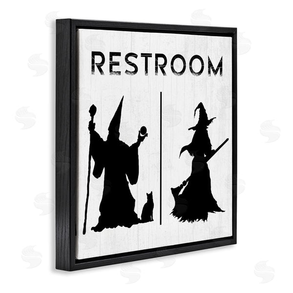 Stupell Industries Stupell Studio | Rustic Witch & Wizard Halloween Restroom Sign Wall Art