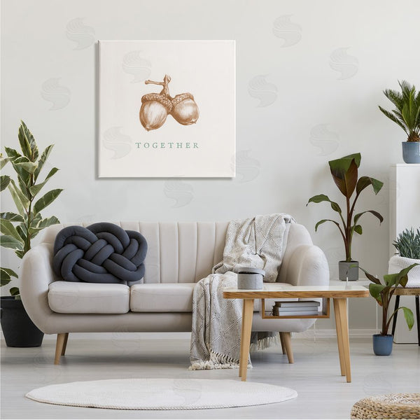 Stupell Industries Stupell Studio | Together Funny Phrase Vintage Acorn Pair Tree Nut Wall Art