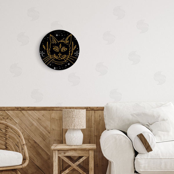 Stupell Industries Stupell Studio | Yellow Outline Lightning Bolt Cat Wall Art
