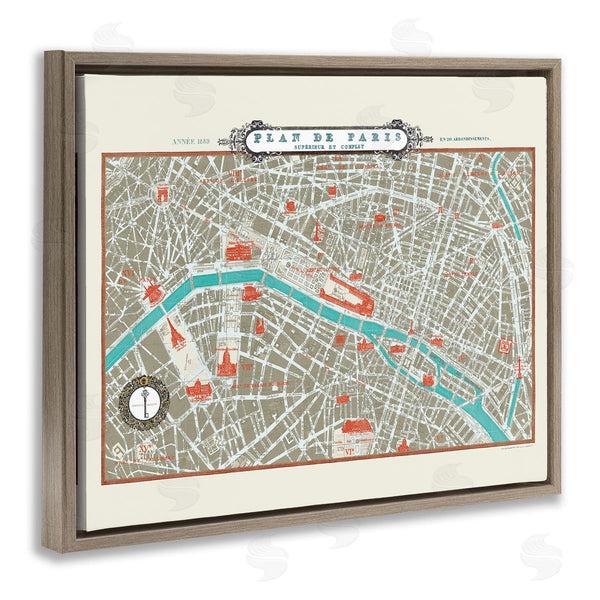 Stupell Industries Sue Schlabach | Vintage Parisian Map Seine River