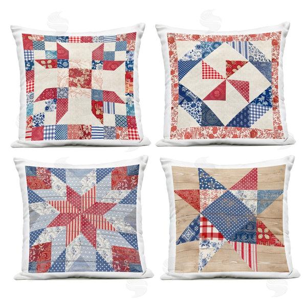Stupell Industries Susan Arnot | Classic Patriotic Quilt Patterns Printed Throw Pillow Set