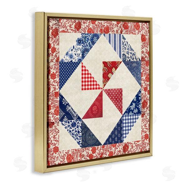 Stupell Industries Susan Arnot | Collaged Quilt Patterns Red & Blue