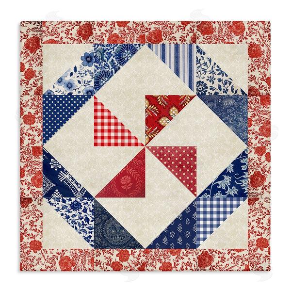 stupell industries Susan Arnot | Collaged Quilt Patterns Red & Blue