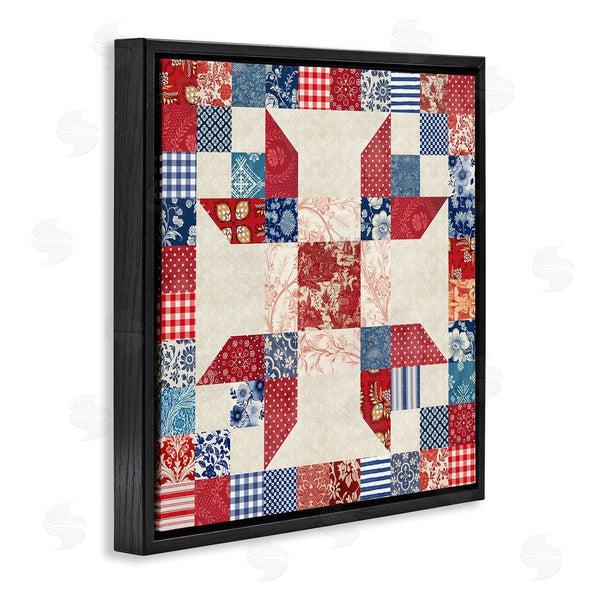 Stupell Industries Susan Arnot | Red & Blue Traditional Quilt Pattern