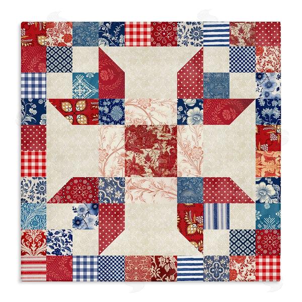 stupell industries Susan Arnot | Red & Blue Traditional Quilt Pattern